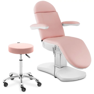 Pohovka pro krásu s pojízdnou stoličkou růžová, bílá - Kosmetická lehátka physa